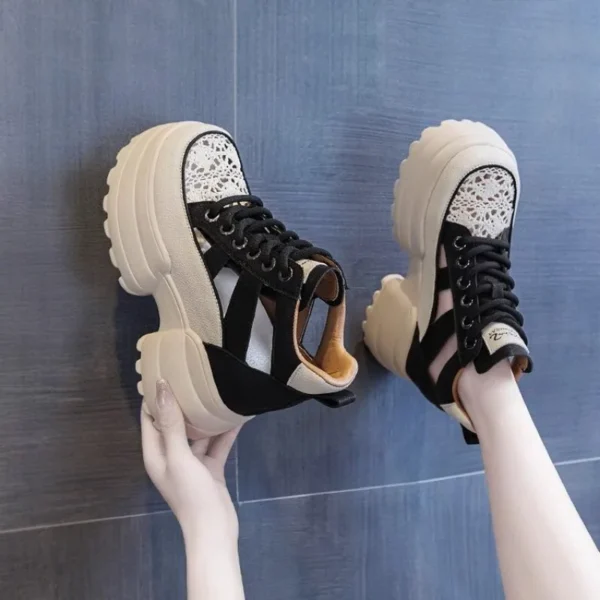 Thick Sole Women's Shoes 2024 Summer New Thick Mesh Hollow Women's Sandals Platform Sneakers 4