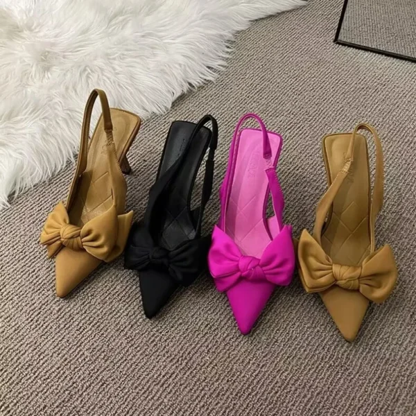 New Butterfly Knot Pointed Toe Women Heels Shoes 4