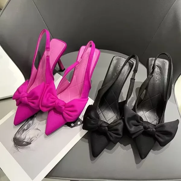 New Butterfly Knot Pointed Toe Women Heels Shoes