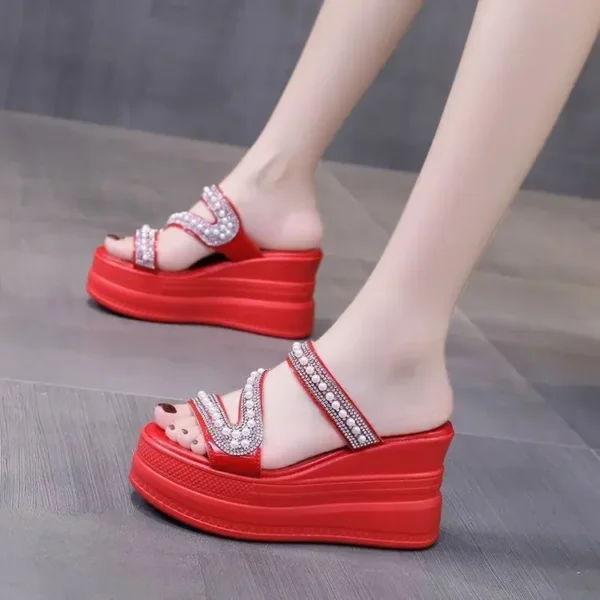 Summer New Style Outer Wear Thick Bottom Sandals High Heel Platform Flip Flops 2