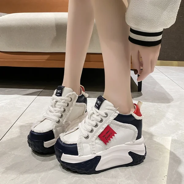 Chunky Sneakers Women Autumn Lace Up Platform Sports Shoes 10CM Thick Bottom 5