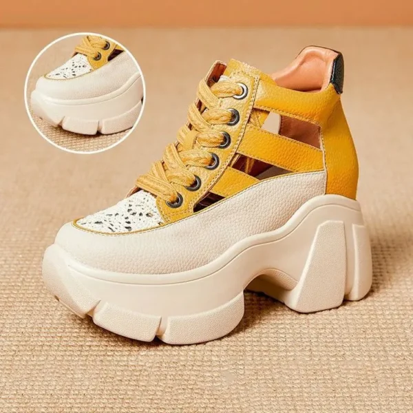 Hollow Summer Sandals Wedge Heels Leather Sneakers Women High Platform 5