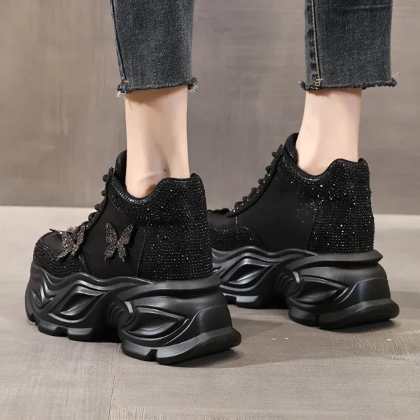 8cm Chunky Platform Luxury Sneakers for Women Fashion Crystal Butterfly Decoration Casual Sports Shoes 5