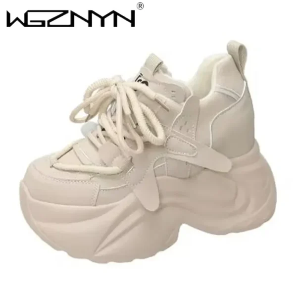 10CM Autumn Winter Warm Chunky Sneakers Women Lace Up Platform Sports Shoes 4