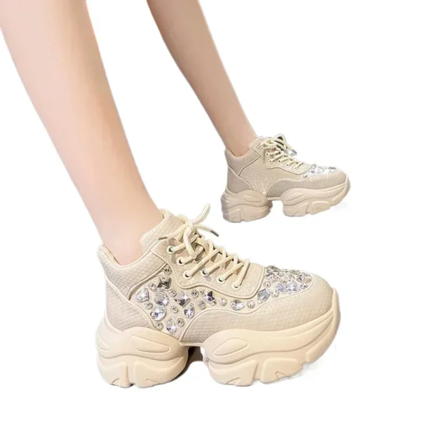 Spring Autumn New Sports 7.5CM Thick Soled Shoes for Women