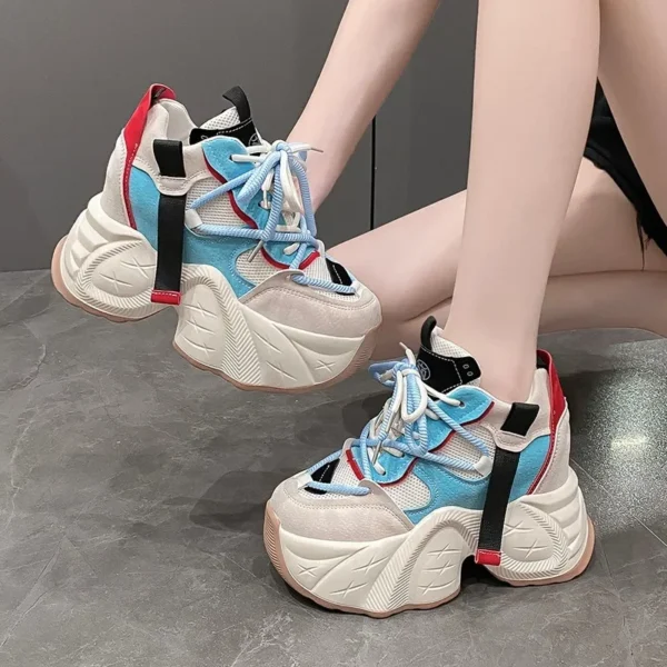 11CM Women Chunky Sneakers New 2024 Autumn High Platform Mesh Shoes 2