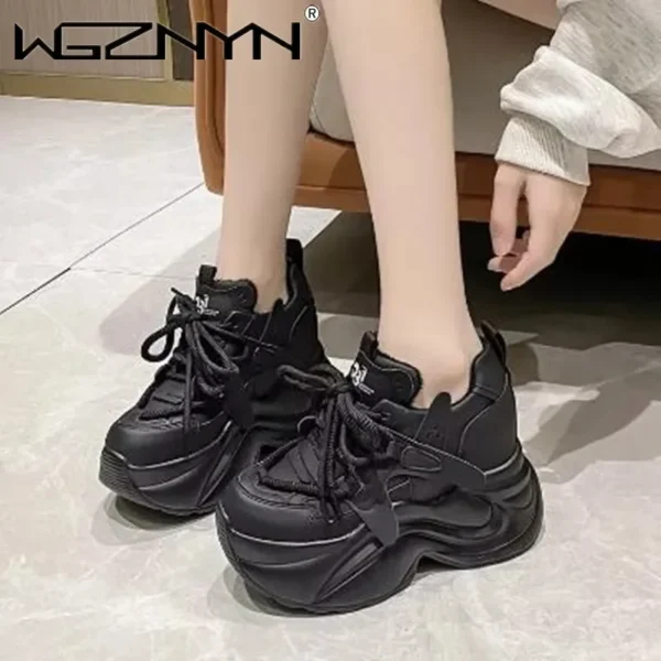 10CM Autumn Winter Warm Chunky Sneakers Women Lace Up Platform Sports Shoes 6