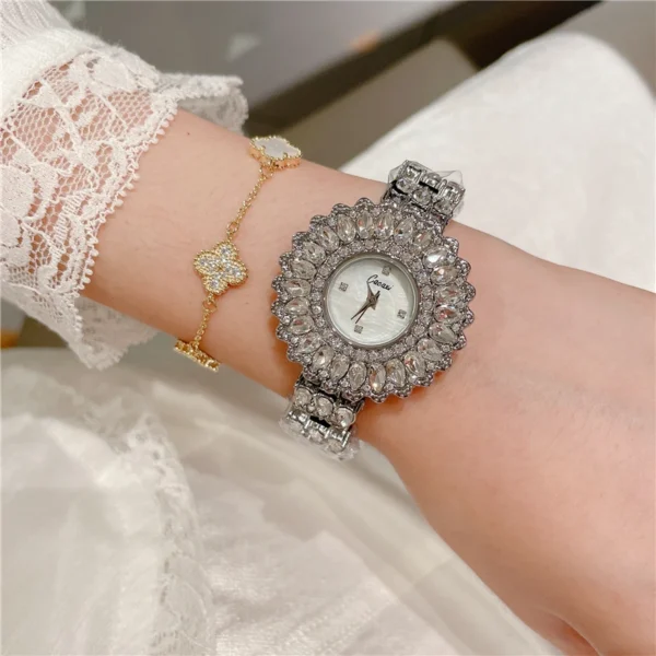 Fashion Women Luxury Diamond Watches Bracelet Ladies Quartz Watch Gold Womens Wristwatch Shiny Crystal Reloj Mujer 6