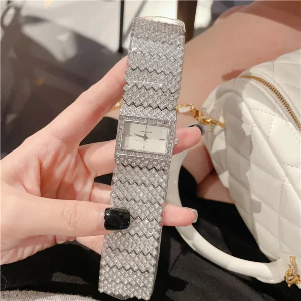 Luxury Women's Watch New Rectangle Full Diamond Digital Quartz Watche Gold Elegant Bracelet Women's Dress Clock A241 5